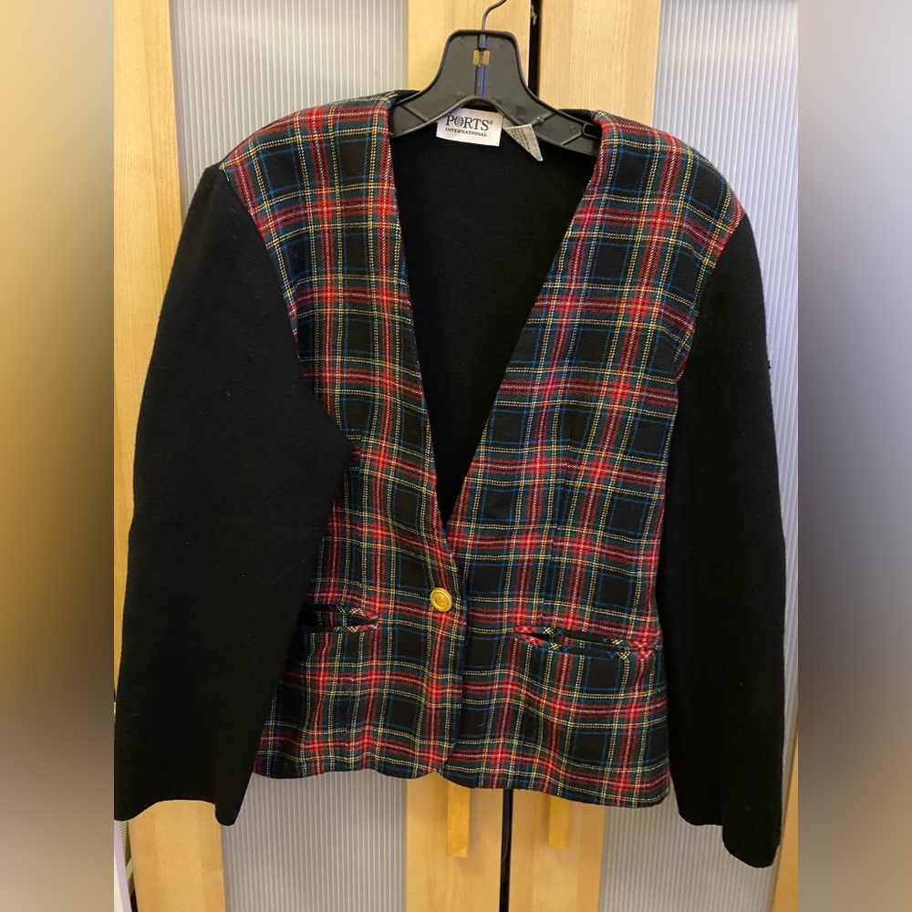 Ports International Vintage checkered sweater Size 12